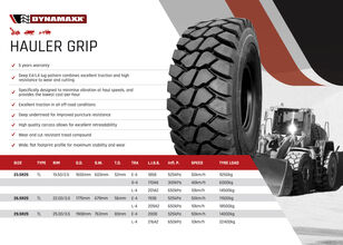 new Dynamaxx 23.5R25 HAULER GRIP E4/L4 185B/170A8/201A2 TL wheel loader tire
